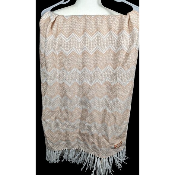Figueroa Genuine Alpaca Peruvian Cream Chevron Scarf - Picture 4 of 9